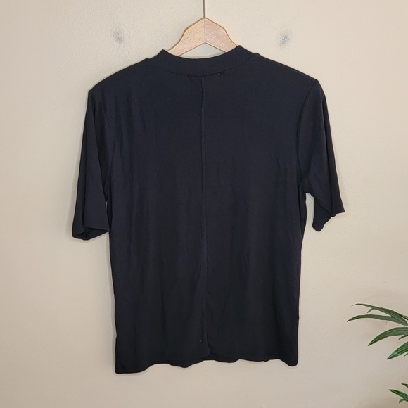 NWT Everyday Chic Boutique | Black Ribbed Modal Mock Neck Short Sleeve Top - Picture 4 of 4